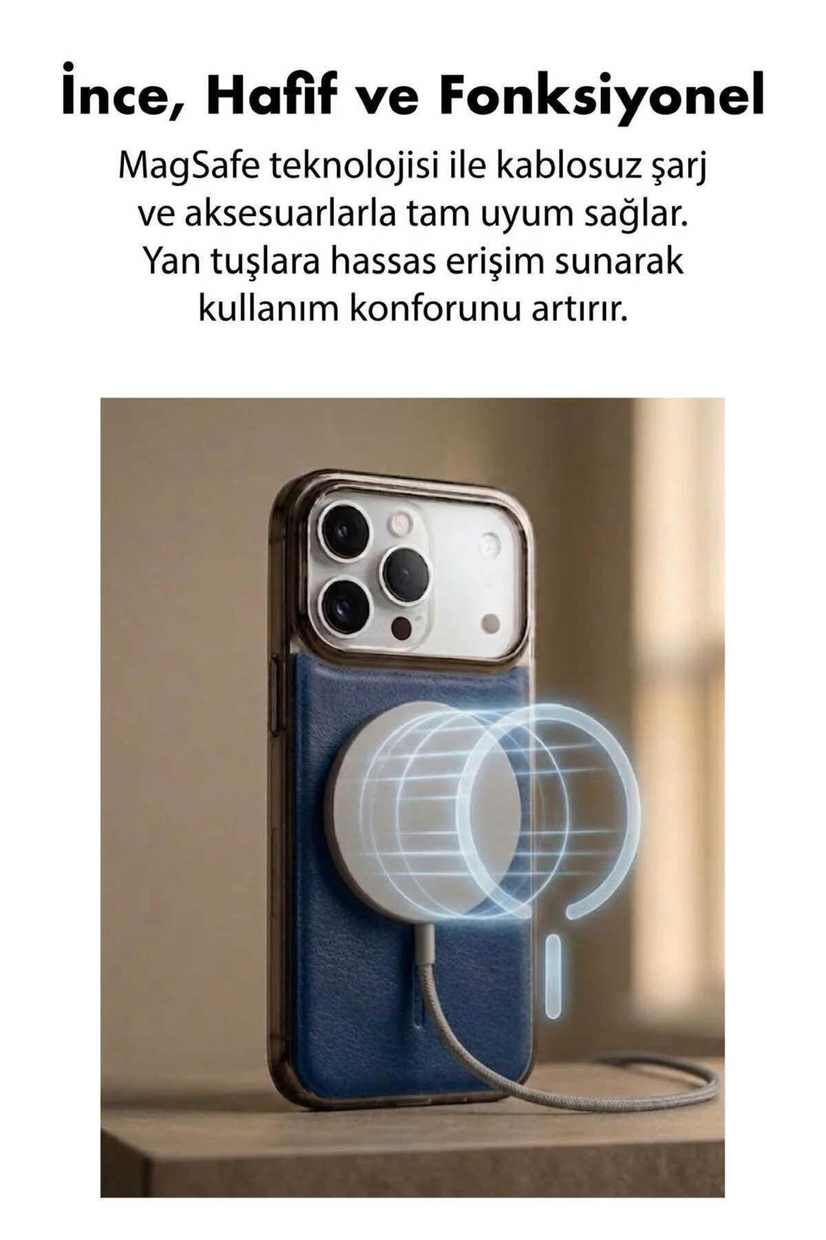 17 Pro Max Uyumlu Deri Cold Magsafe Kapak Sert Ultra İnce Tam Kor