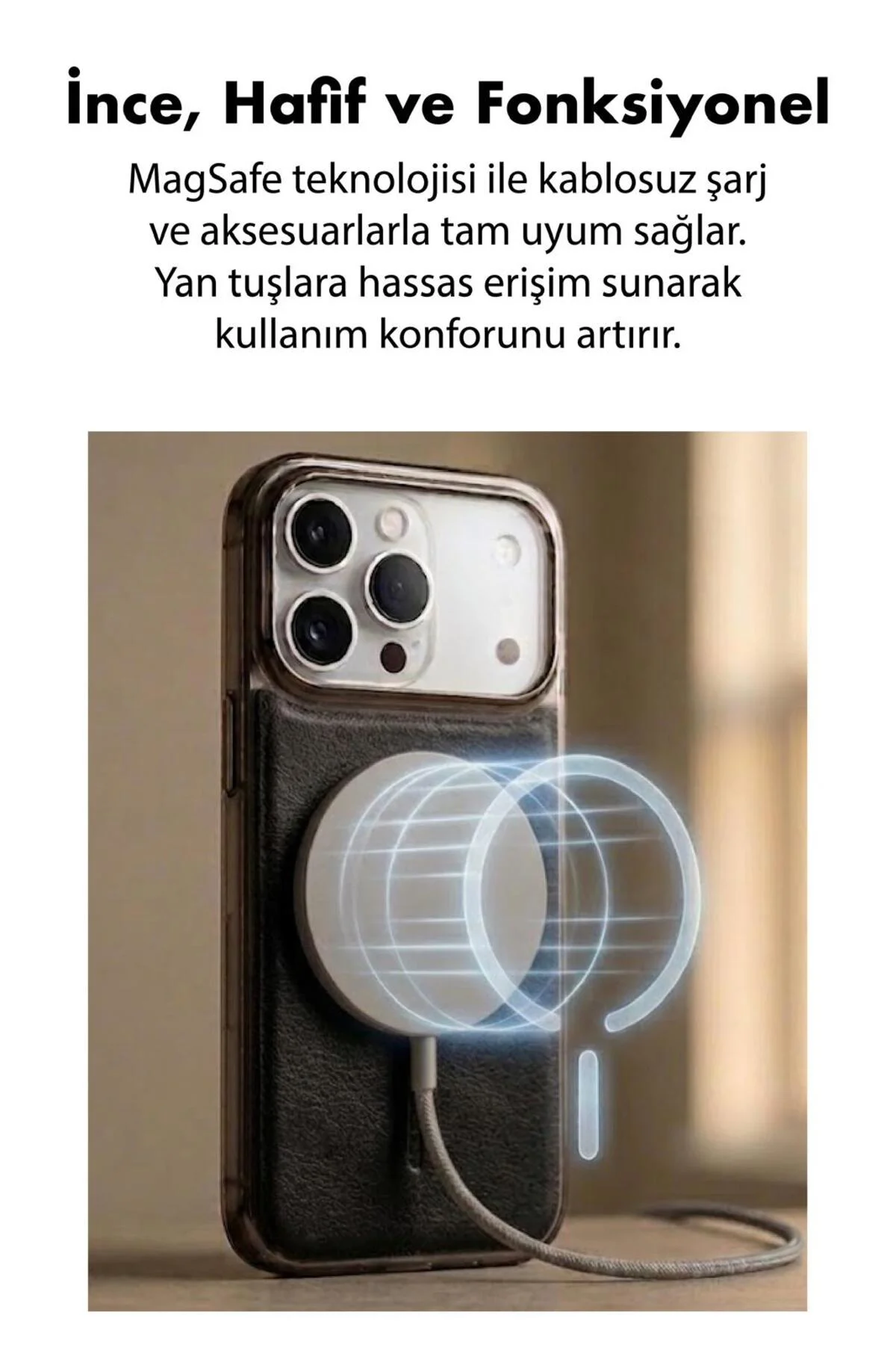 17 Pro Max Uyumlu Deri Cold Magsafe Kapak Sert Ultra İnce Tam Kor
