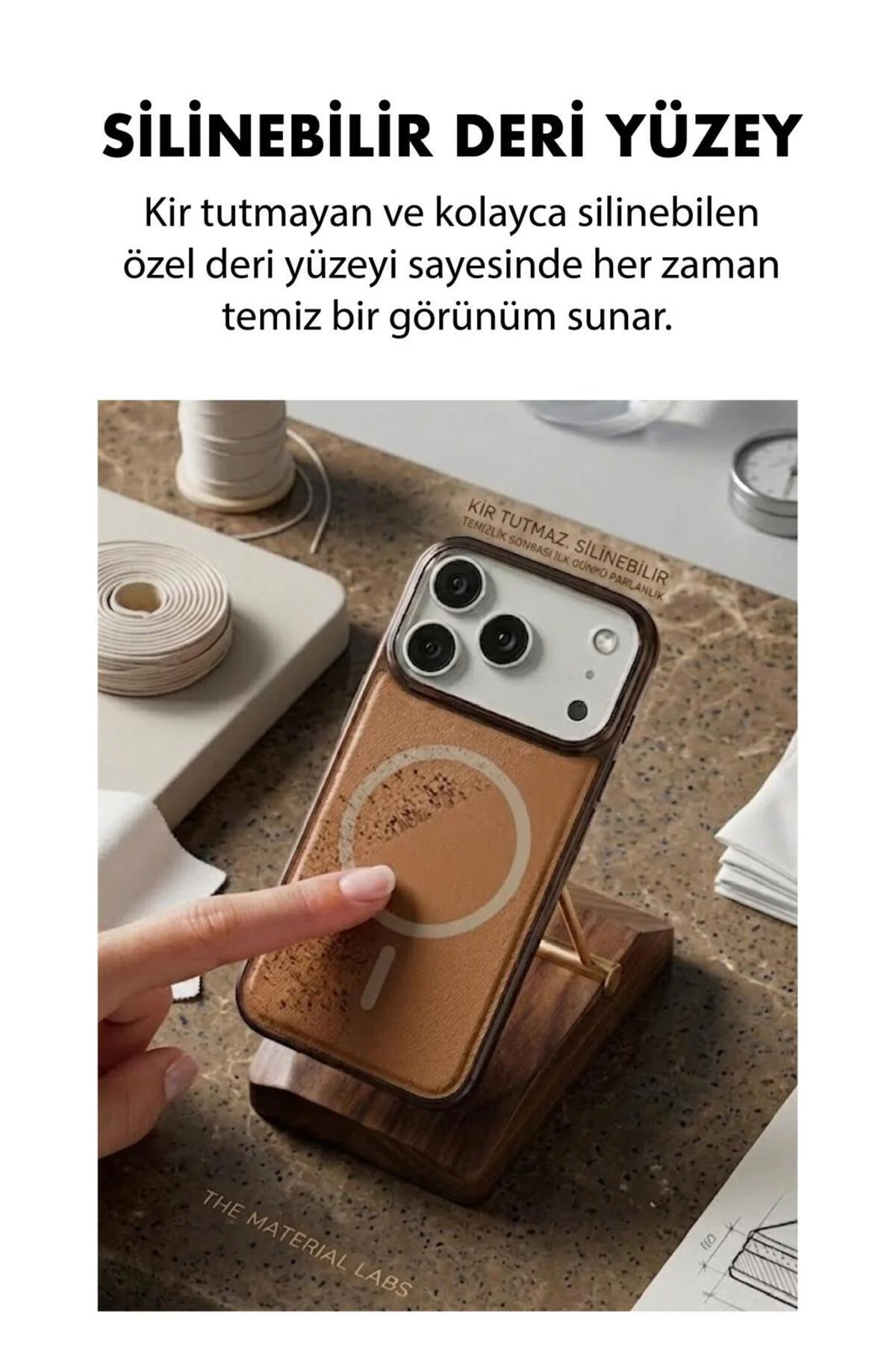 17 Pro Uyumlu Deri Cold Magsafe Kapak Sert Ultra İnce Tam Korum Kablosuz Şarj Destekli Kılıf