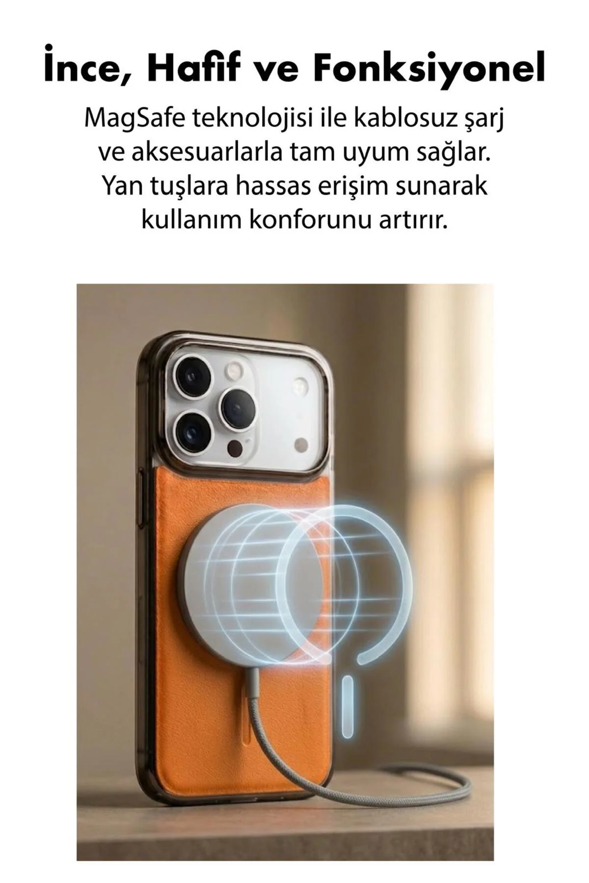 17 Pro Uyumlu Deri Cold Magsafe Kapak Sert Ultra İnce Tam Korum K