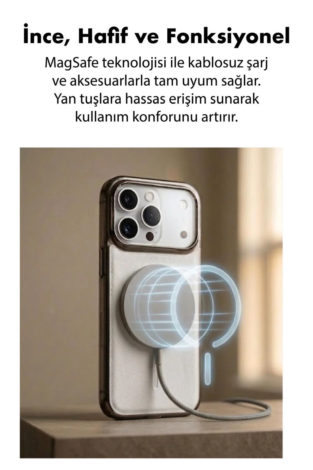 17 Pro Uyumlu Deri Cold Magsafe Kapak Sert Ultra İnce Tam Korum K