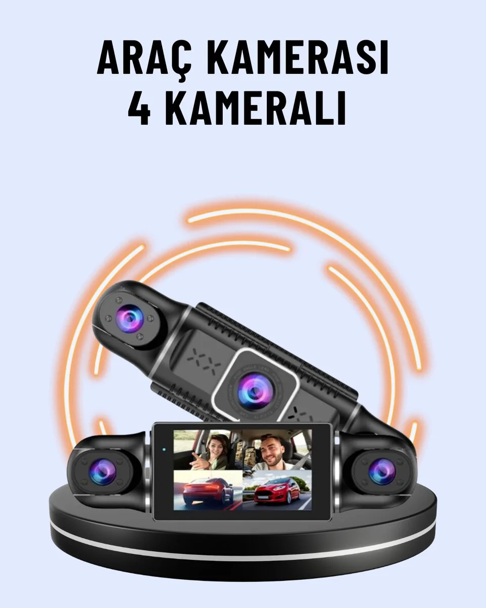 170° Geniş Açı 4 Kameralı Araç Kamera Hareket Algılamalı ve 360° Tam Koruma