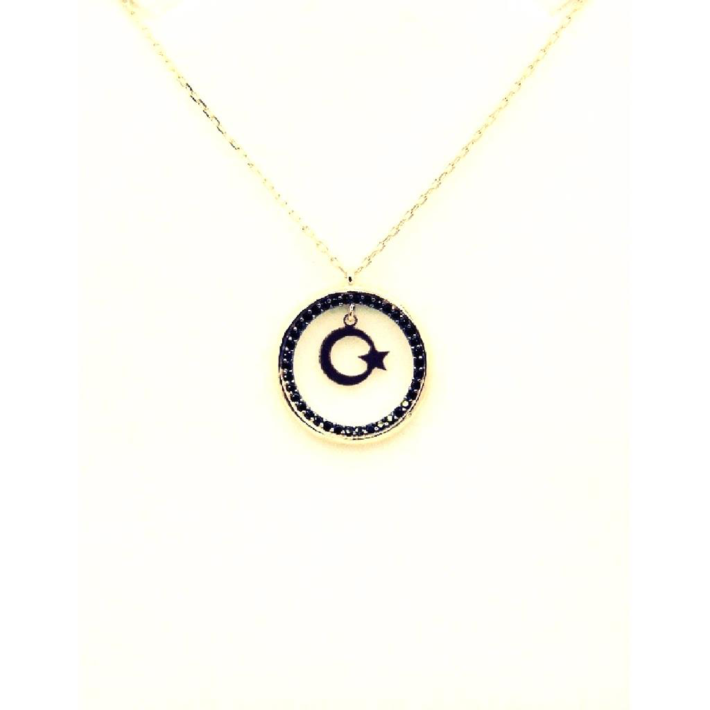Gevheranss 170030947G07k - Rose Gold Kaplama Ayyildiz Gümüş Kolye