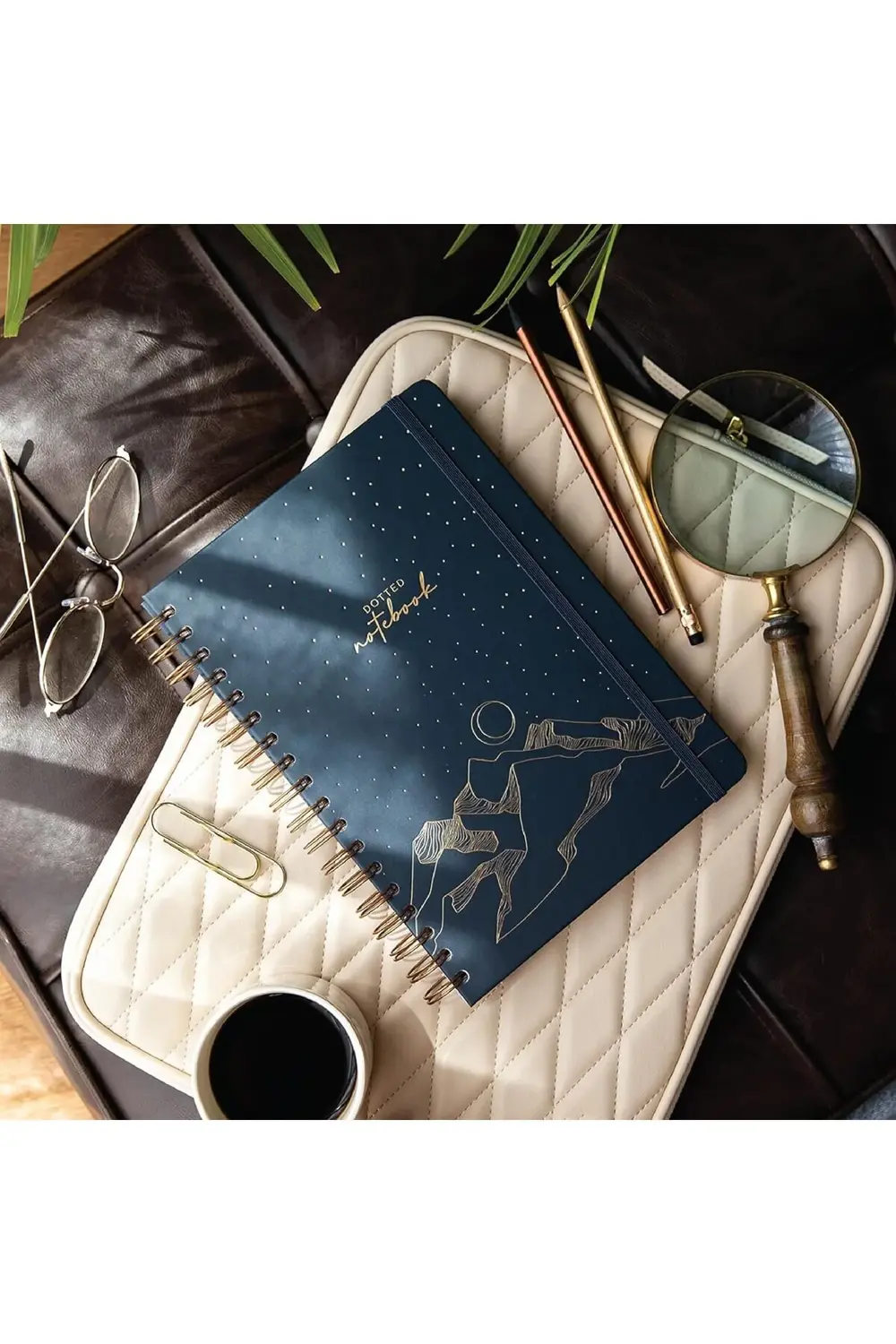 17x24 Spiralli Lastikli Sert Kapak Noktalı Not Defteri - Dağ 1178