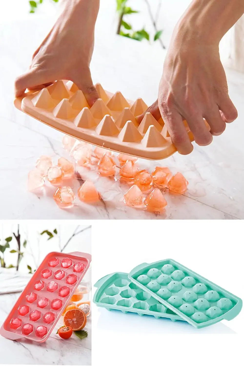 18 Bölmeli Elmas Şekil Buz Kalıbı Kapaklı Pratik Buzluk Kp-150