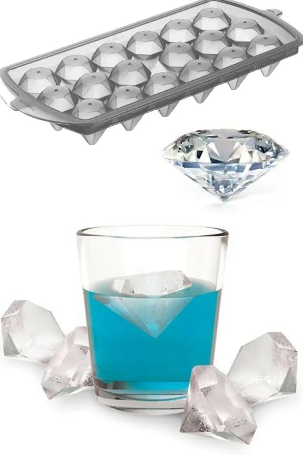 18 Bölmeli Elmas Şekil Buz Kalıbı Kapaklı Pratik Buzluk Kp-150