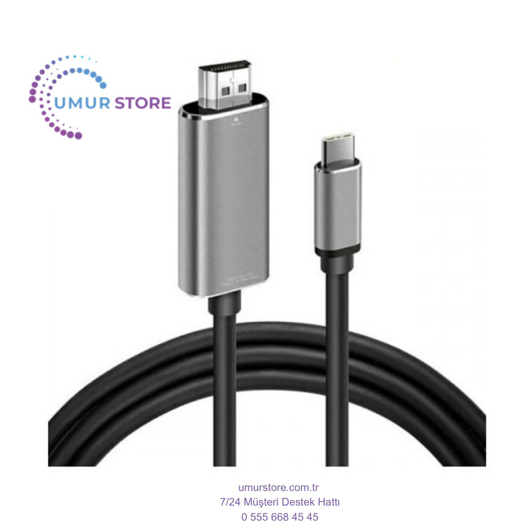 1.8 Metre Type-C To Hdmi 4K 60Hz Ses ve Görüntü Kablosu, Telefon,