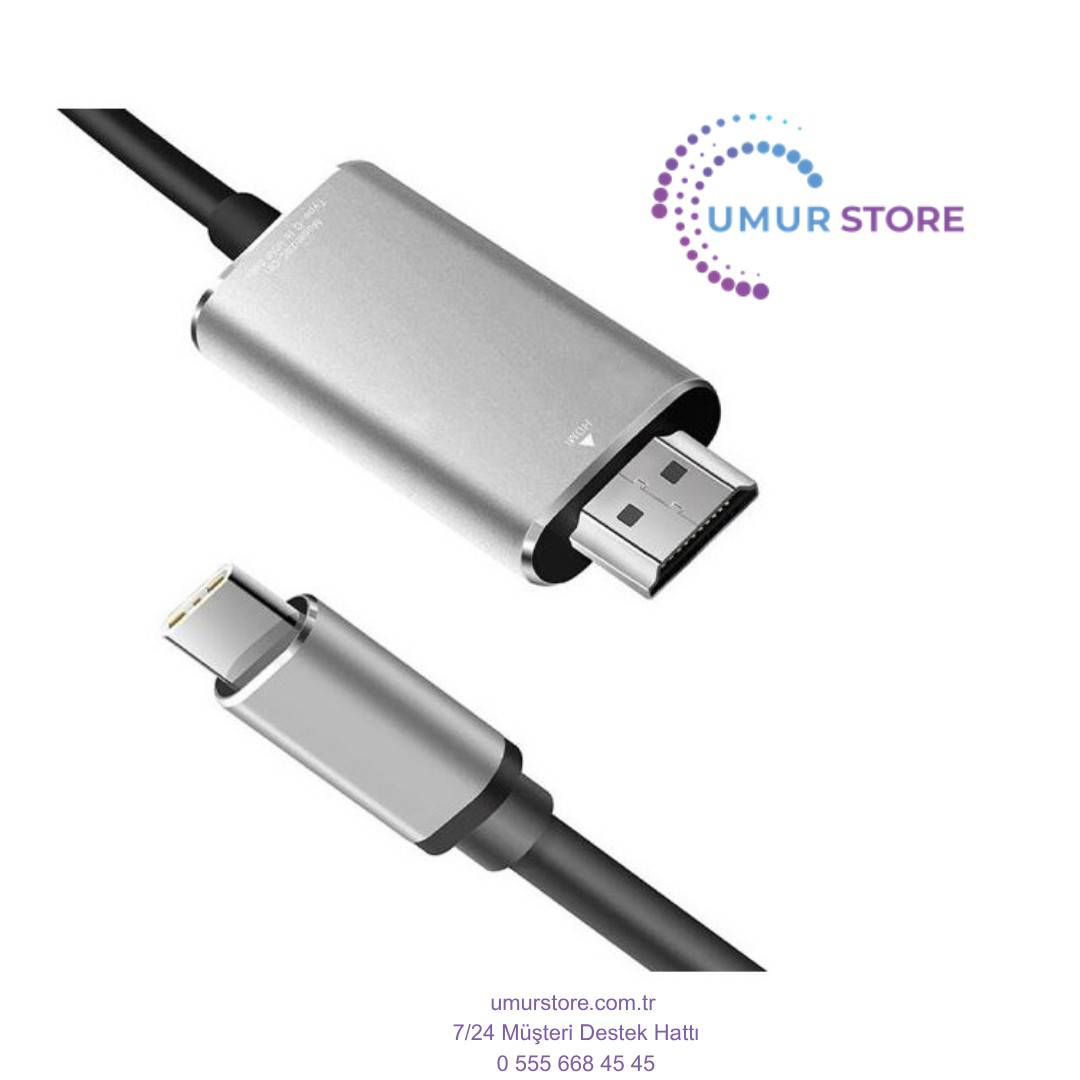 1.8 Metre Type-C To Hdmi 4K 60Hz Ses ve Görüntü Kablosu, Telefon,