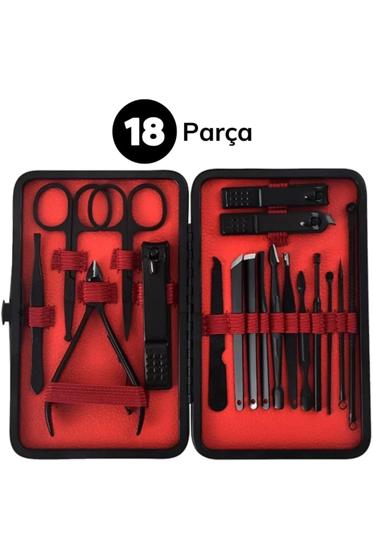 18 Parça Manikür Pedikür Set Kutusu Çelik Deri Çantalı Bakım Seti 18 Parça Manikür Pedikür Set Kutusu Çelik Deri Çantalı Bakım Seti