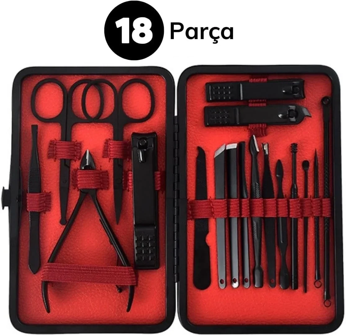 18 Parça Manikür Pedikür Set Kutusu Çelik Deri Çantalı Bakım Seti Bx40 Fiyatı, Yorumları ve Özellikleri