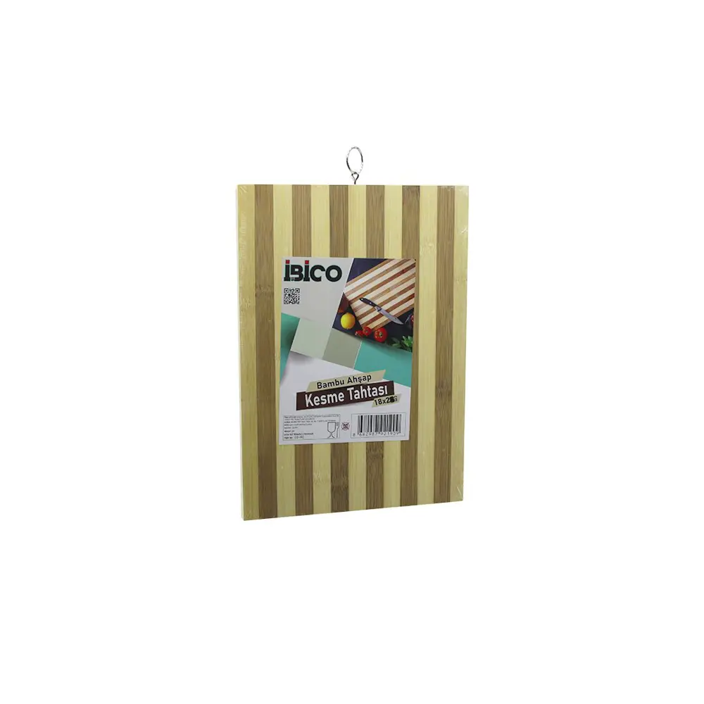 18 X 28 X 1.4CM  BEYAZ ÇİZGİLİ AHŞAP BAMBU KESİM PANOSU - KESME T