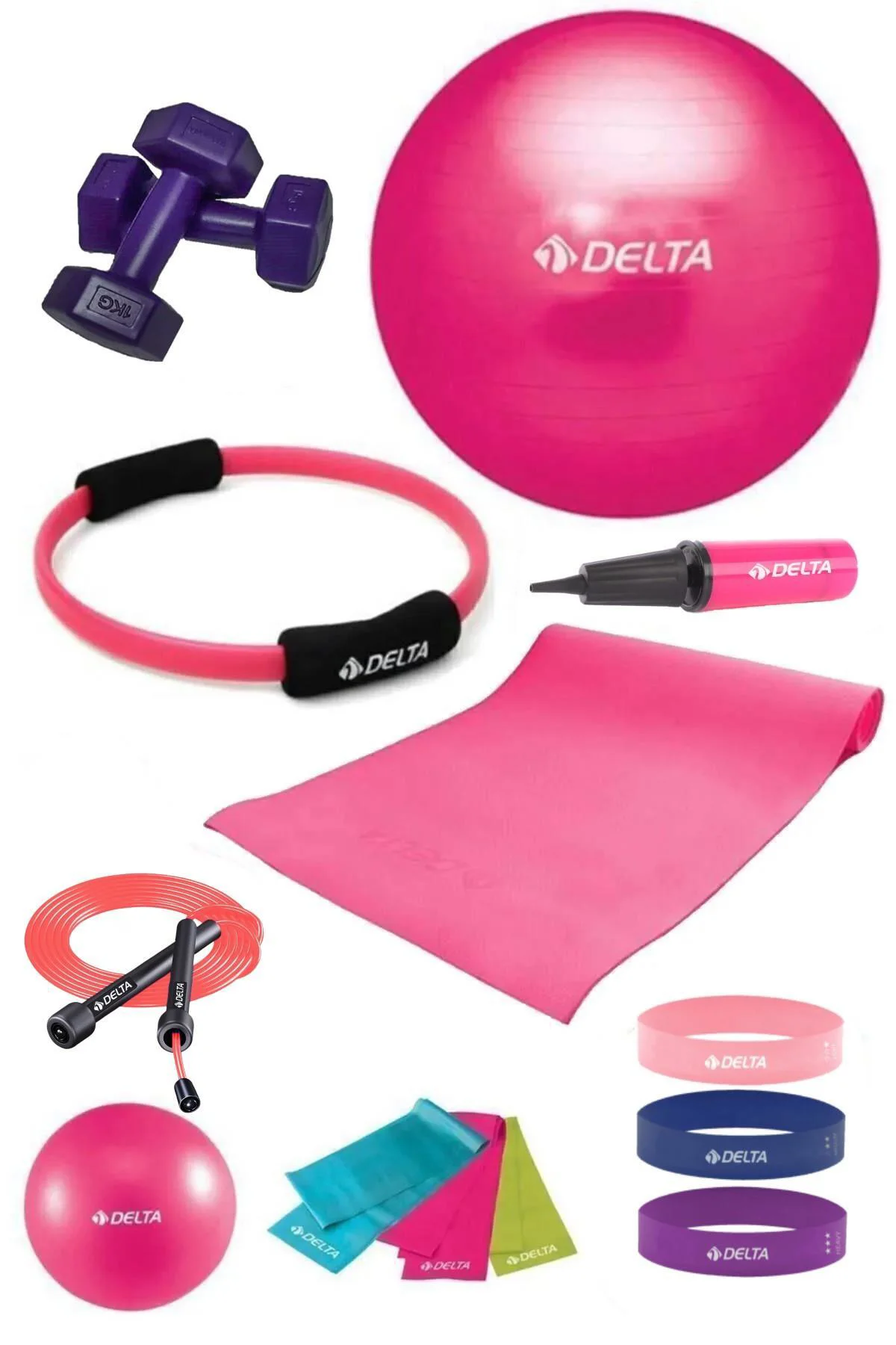 180 - 200 Cm Boya Uygun 14 Parça Pilates Seti 85 Cm Top 4 Mm Mind