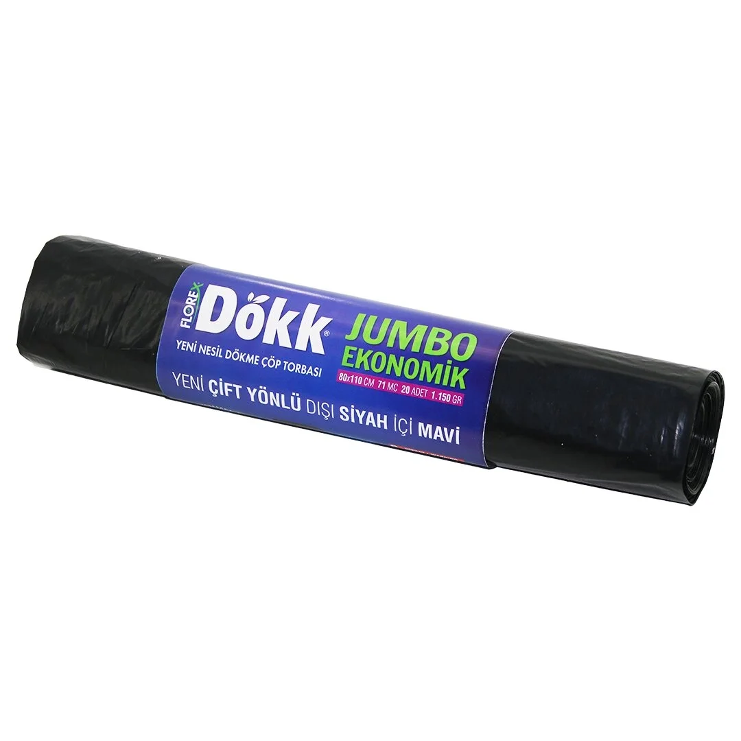 180 Adet Florex-619 Dökk Eco Jumbo Çift Yönlü  20pcs 80x110cm Çöp Torbası 9x20=180 Bx40 Fiyatı, Yorumları ve Özellikleri