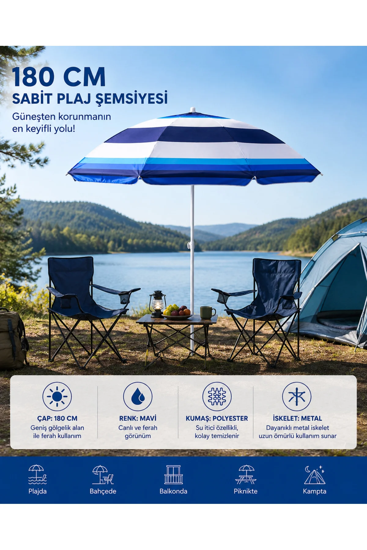 180 Cm Çaplı Plaj Deniz Bahçe Balkon Piknik Kamp Güneş Şemsiyesi 180 Cm Çaplı Plaj Deniz Bahçe Balkon Piknik Kamp Güneş Şemsiyesi