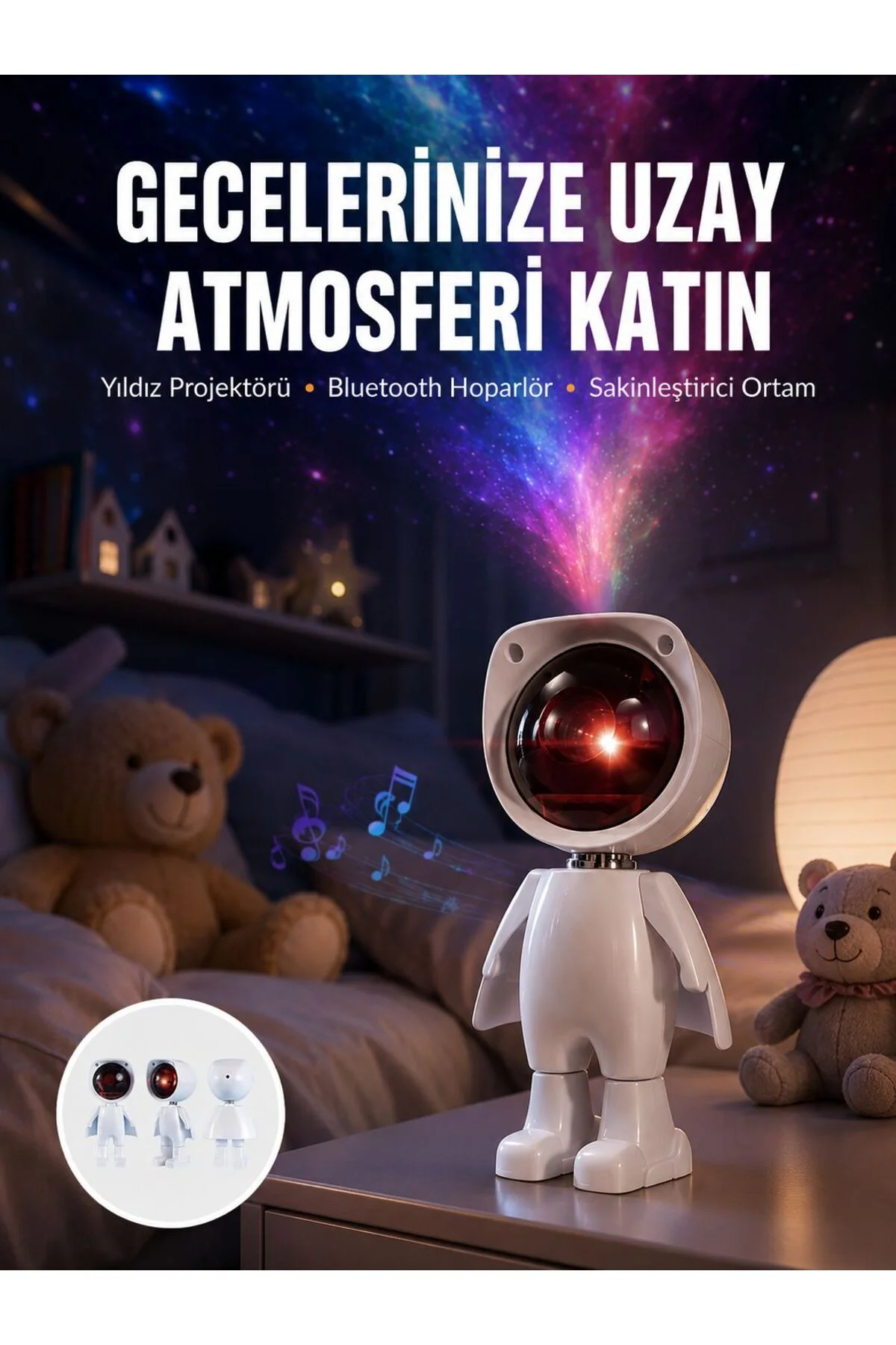 180 Derece Dönebilen Astronot Masa ve Gece Lambası Projektör Yeni Nesil 180 Derece Dönebilen Astronot Masa ve Gece Lambası Projektör Yeni Nesil