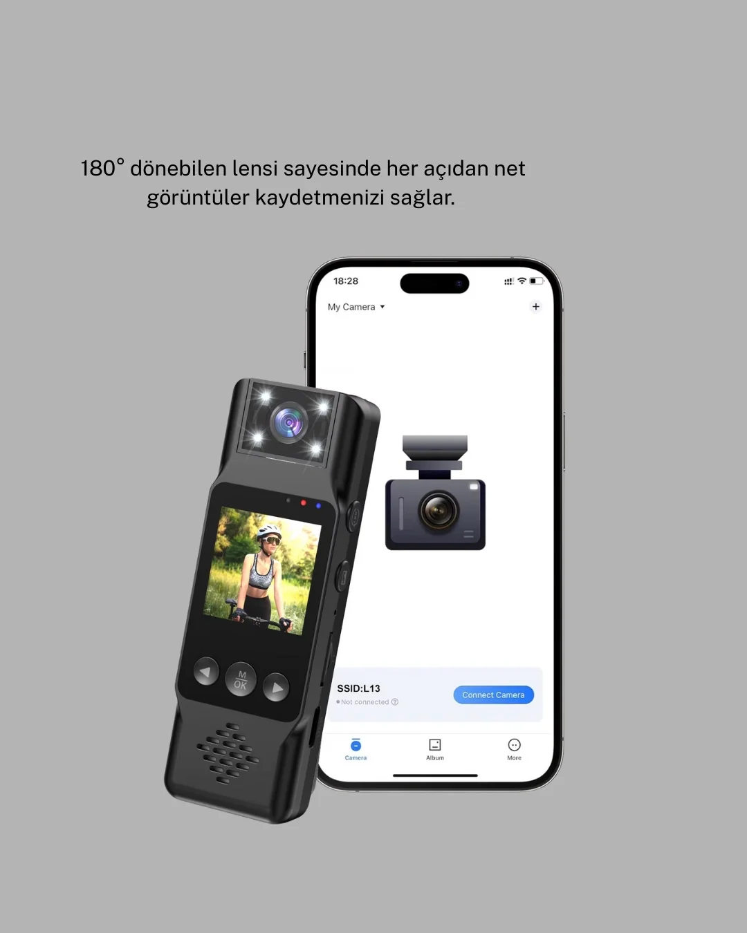 180 Derece Dönebilen Mini Kamera Full HD TFT Ekran Hareket Sensörlü (Kopya)