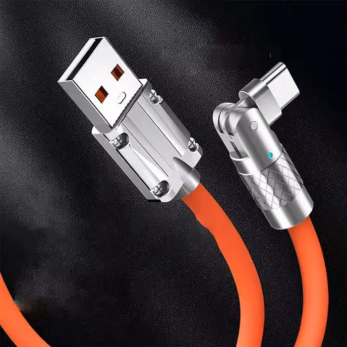 180° Döner Başlıklı USB Type-C 120W Hızlı Şarj Kablosu 1m - 6A Süper Hızlı