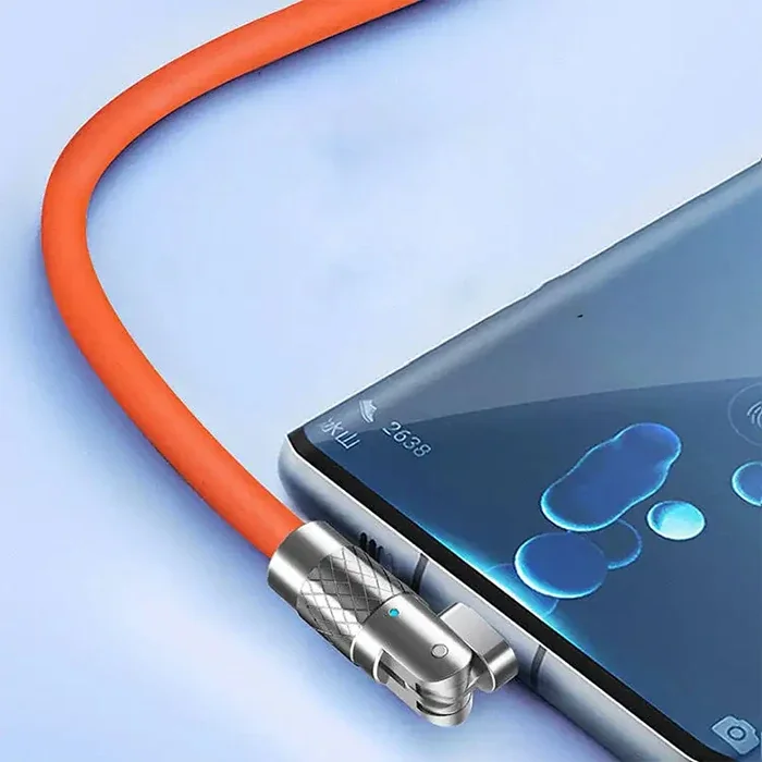 180° Döner Başlıklı USB Type-C 120W Hızlı Şarj Kablosu 1m - 6A Süper Hızlı