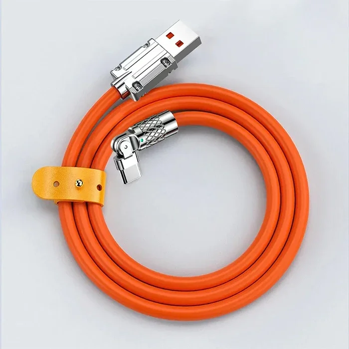 180° Döner Başlıklı USB Type-C 120W Hızlı Şarj Kablosu 1m - 6A Süper Hızlı