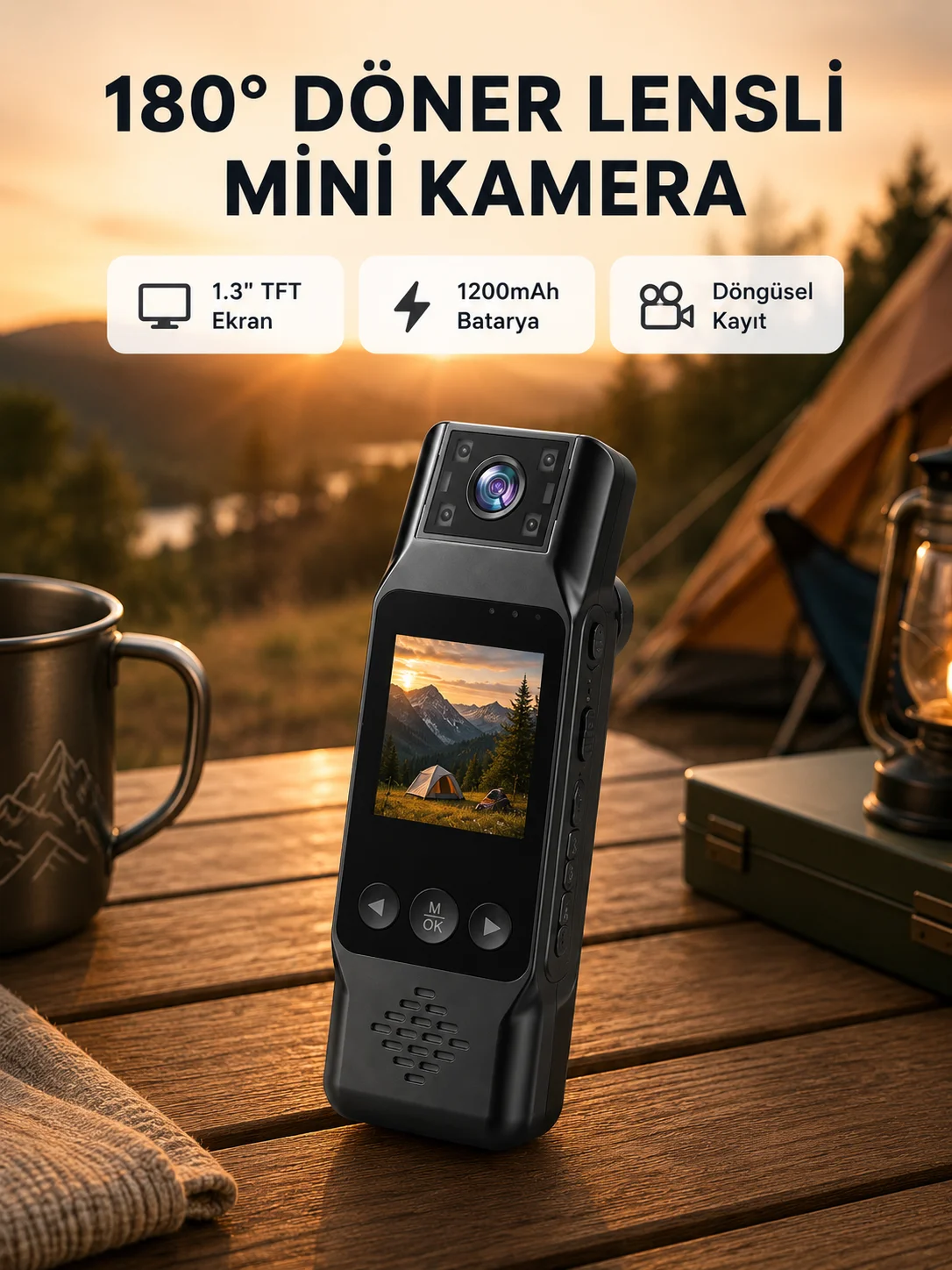 180° Döner Lensli Mini Kamera 1080P Full HD Hareket Algılama 1200mAh Fiyatı, Yorumları ve Özellikleri