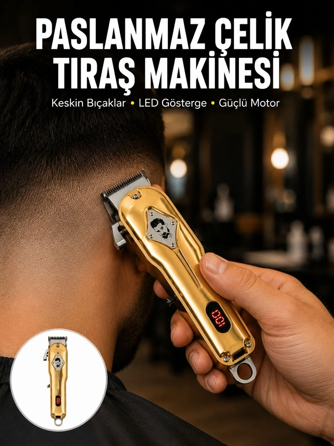 1800 mAh Bataryalı Uzun Kullanım Süreli Şarjlı Tıraş Makinesi Yen