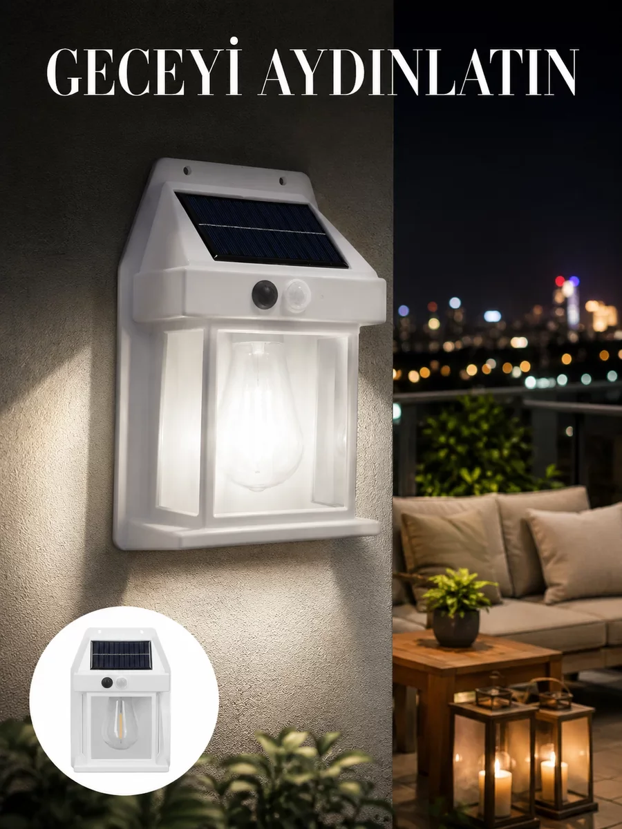 1800 mAh Pilli Solar Duvar Aydınlatma - Yeni Nesil Hareket Sensörlü Güvenlik Işığı