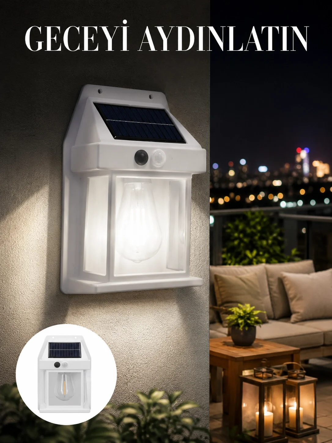 1800 mAh Pilli Solar Duvar Aydınlatma Yeni Nesil