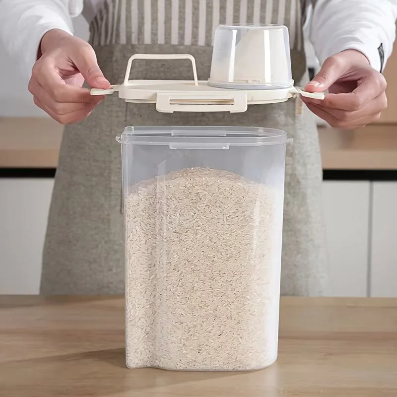 1800 ml Kapasiteli Kulplu Ölçü Kabı Kapaklı Bakliyat Saklama Kabı