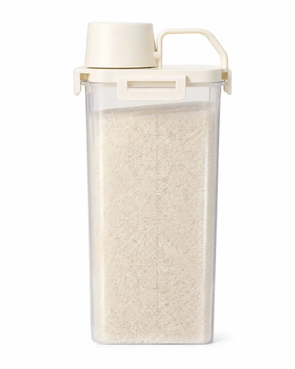 1800 ml Kapasiteli Kulplu Ölçü Kabı Kapaklı Bakliyat Saklama Kabı