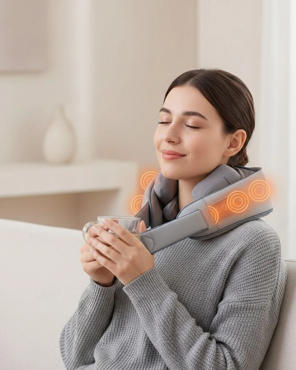 1800mAh Sıcak Masaj Aleti - Kablosuz Boyun ve Omuz Ağrı Kesici Ergonomik Tasarım