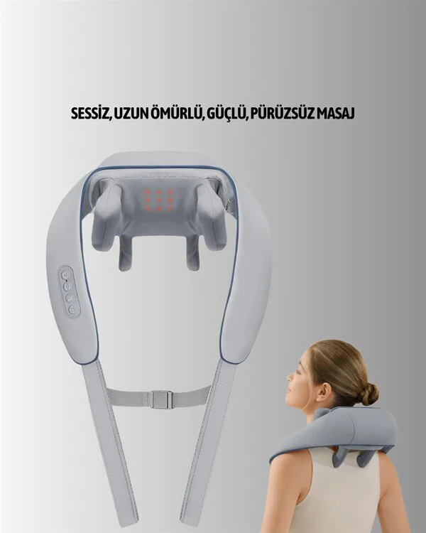 1800mAh Sıcak Masaj Aleti - Kablosuz Boyun ve Omuz Ağrı Kesici Ergonomik Tasarım