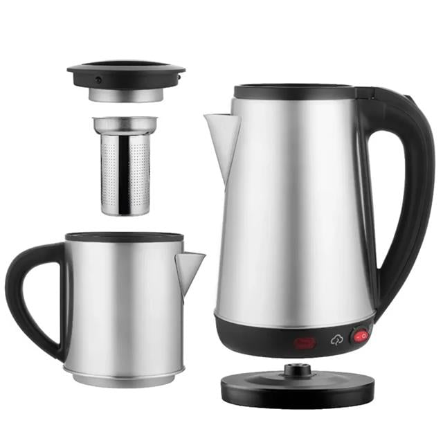 1800W 1.8 - 0.8 Litre Çelik Hazneli Çaycı Mutfak Kettle Demlikli 