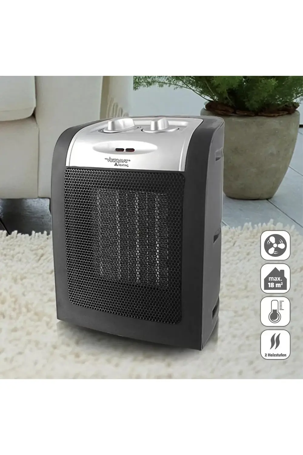 1800W Termostatlı Seramik Fanlı Isıtıcı