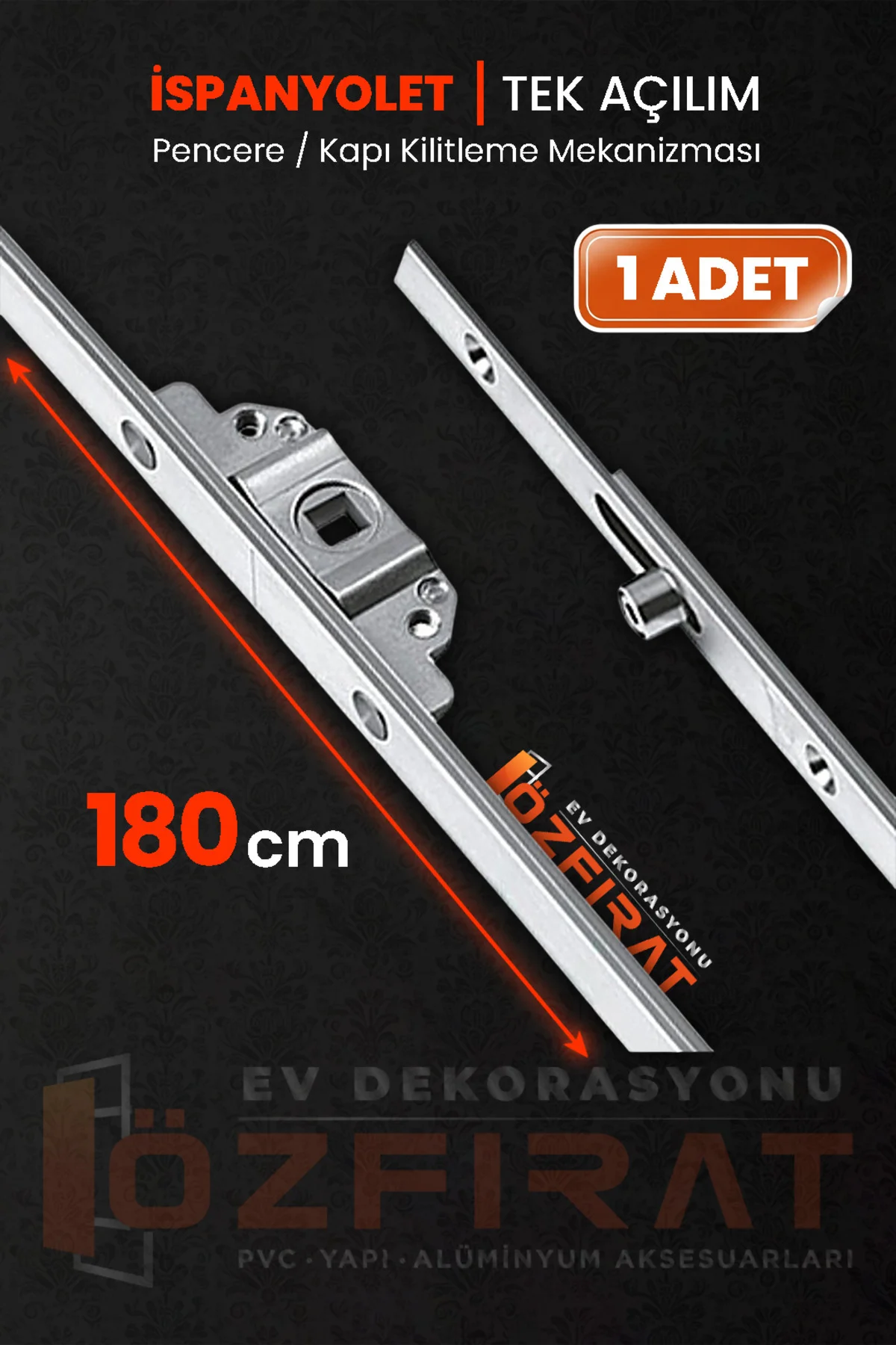 180cm Tek Açılım İspanyolet – PVC Pimapen Kapı Pencere Kilidi – (