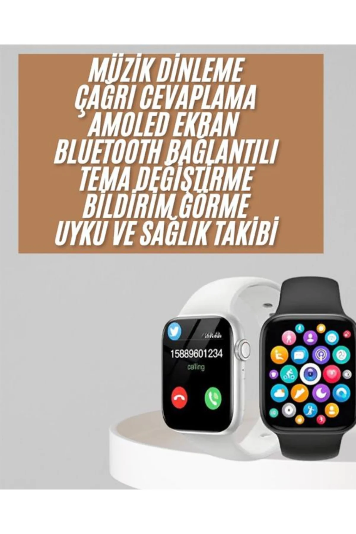 1.83 İnç Akıllı Saat Android ve İOS Uyumlu Çağrı Cevaplayabilen Adımsayar GPS Takibi