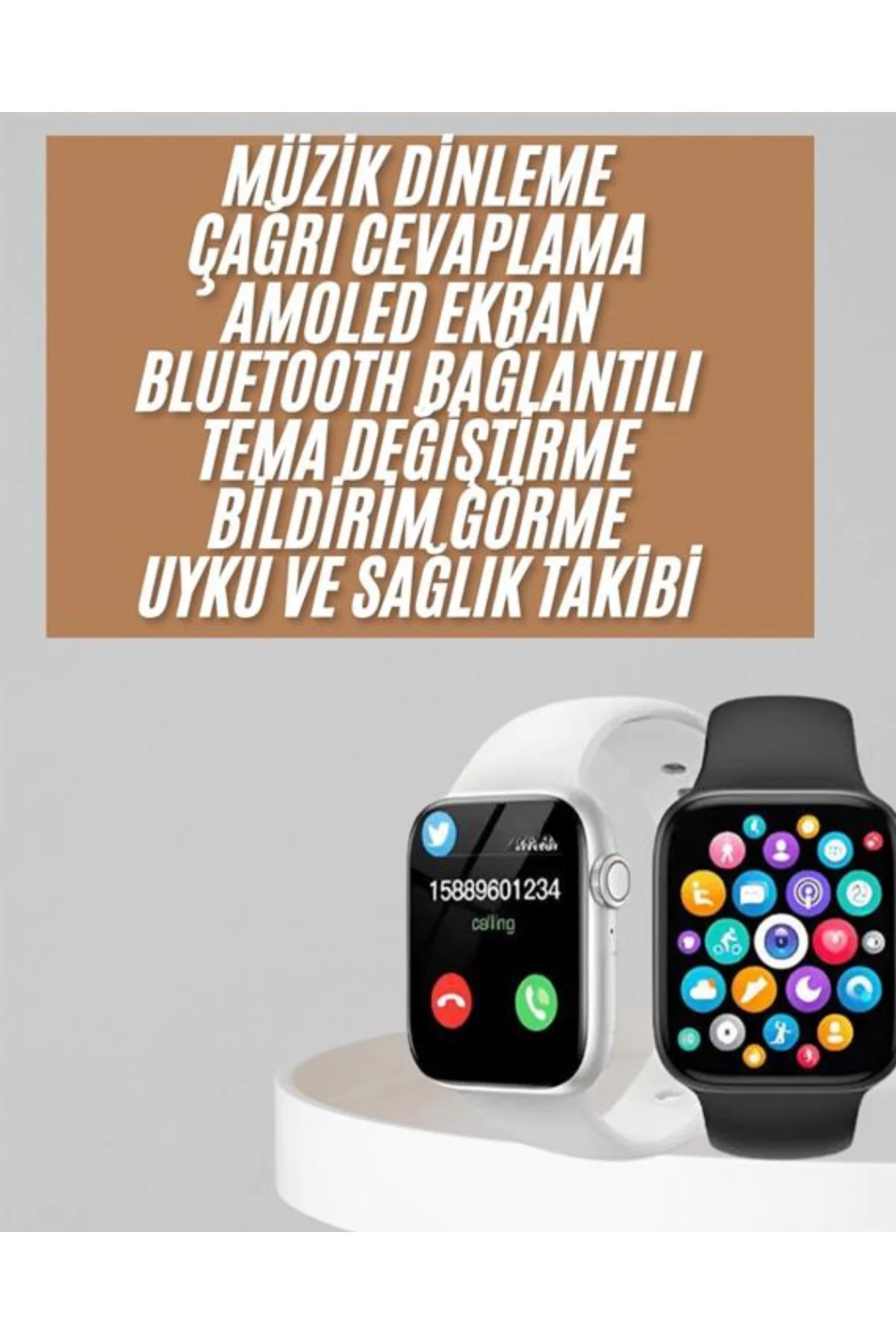1.83 İnç Akıllı Saat Android Ve İos Uyumlu Çağrı Cevaplayabilen Adımsayar Gps Takibi
