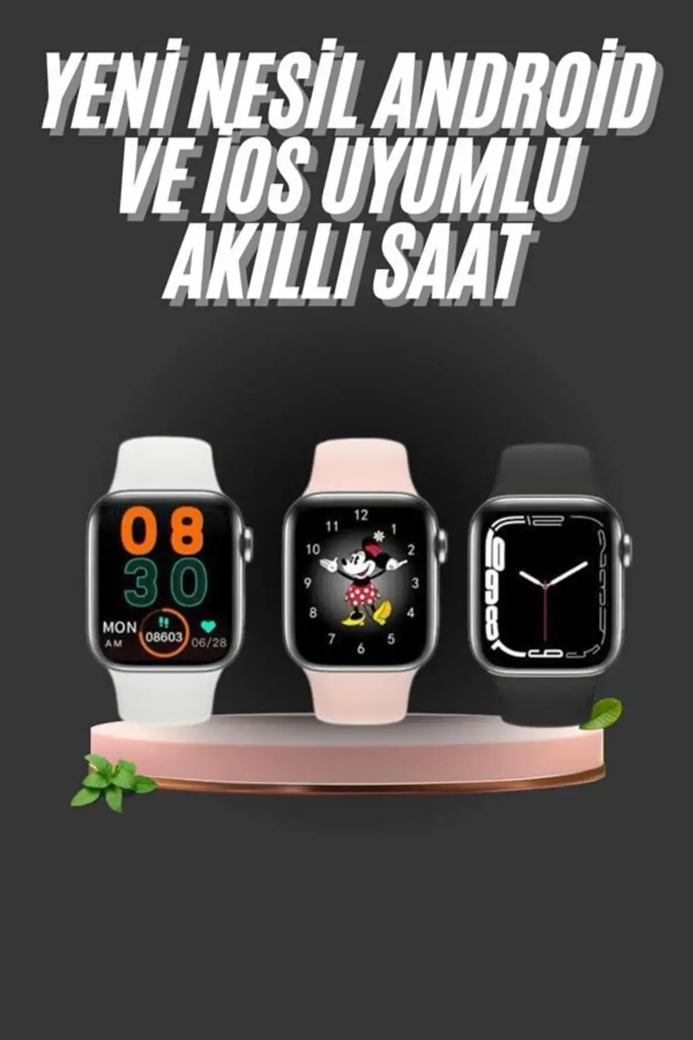 1.83 İnç Akıllı Saat Android ve İOS Uyumlu Çağrı Cevaplayabilen A