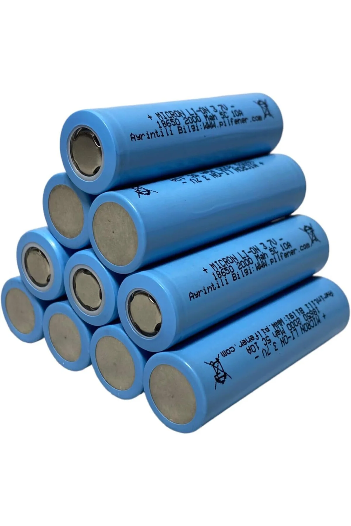 18650 3.7V (Volt) 2000 MaH(Amper) 5C Lityum Şarj edilebilir 10 Ad