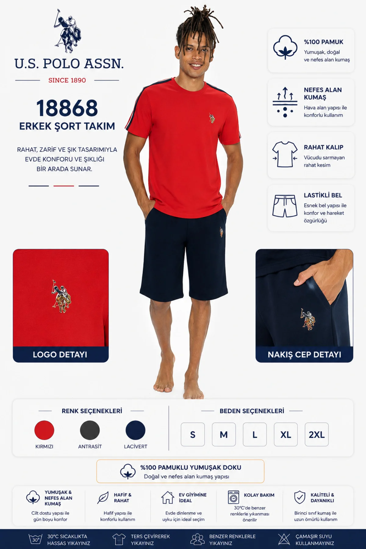18868 Yarım Kollu Sıfır Yaka Spor Şort Takım