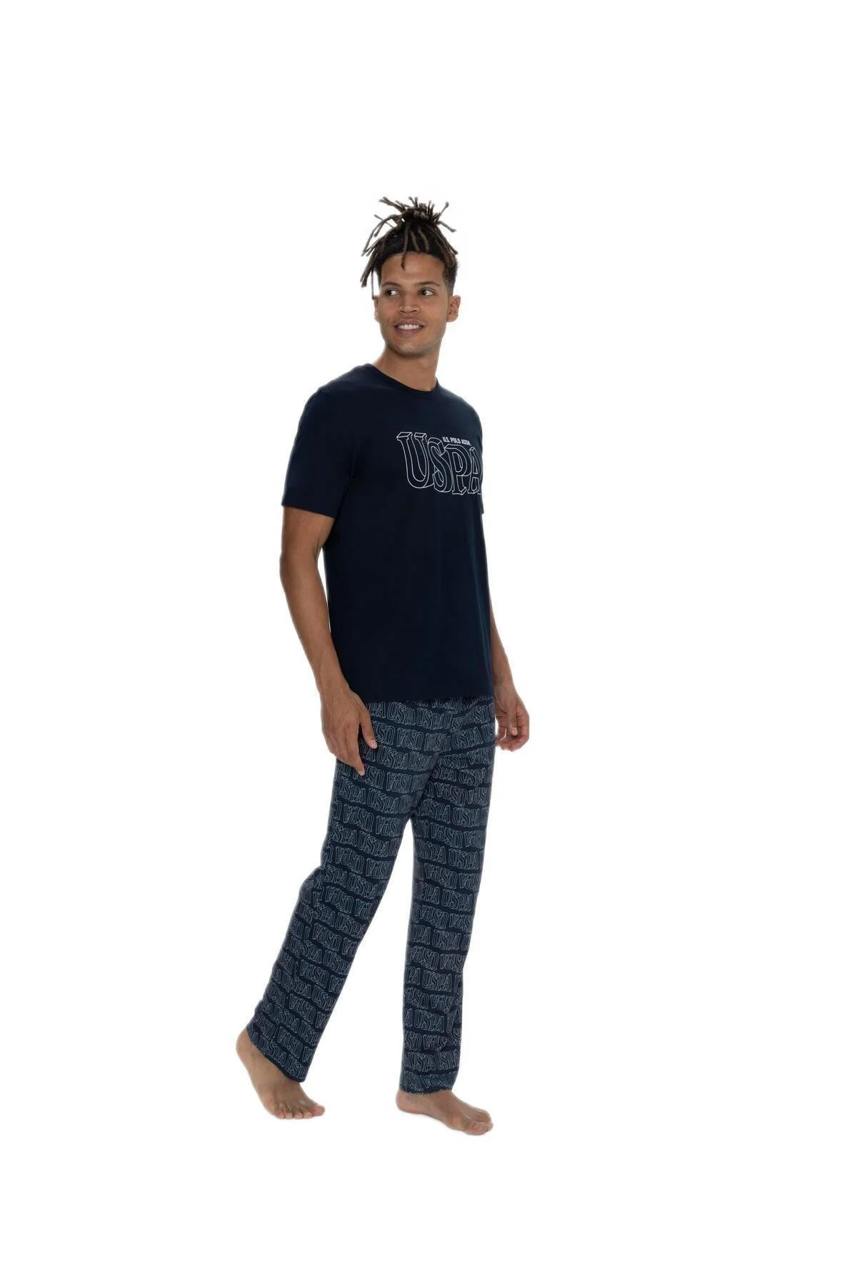 18903 Erkek Lacıvert Yarım Kollu 3'Lü Pijama Takımı