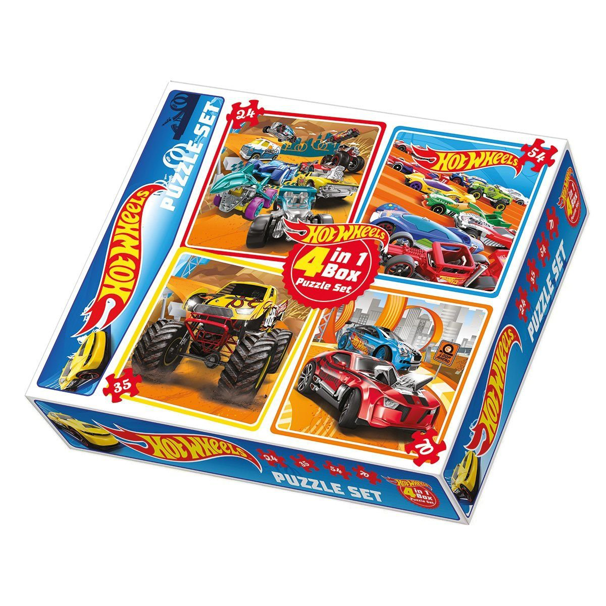 1895 DıyToy 4ü1 arada Puzzle Set - Hot Wheels / 24+35+54+70 Parça