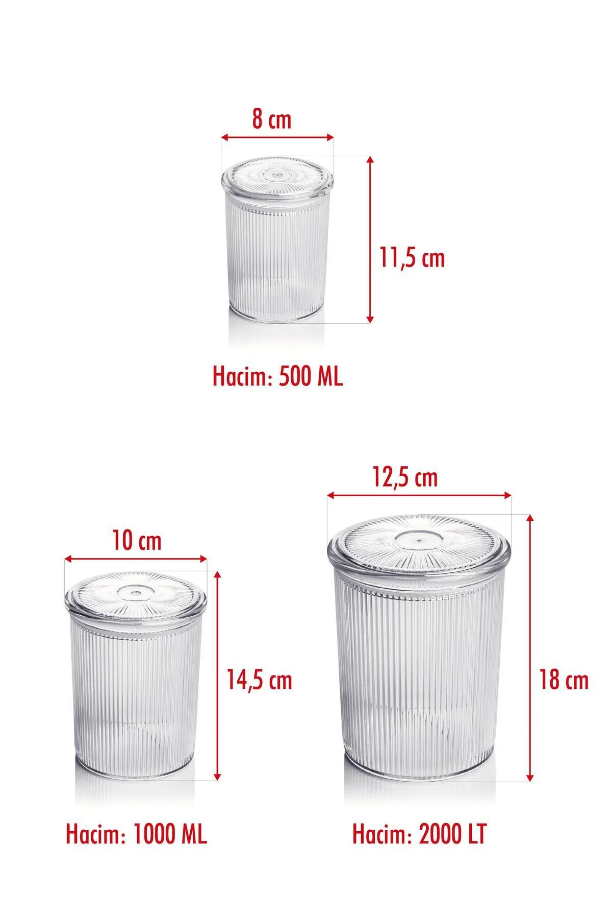 18'li Barok Yuvarlak 3 Boy Kavanoz Seti & Saklama Kabı & Erzak Kabı (6*2000 ML, 6*1000 ML ,6*500 ML) - Görsel 5