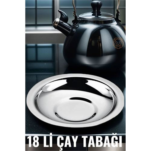18'li Metal Çay Tabağı Seti 18'li Metal Çay Tabağı Seti