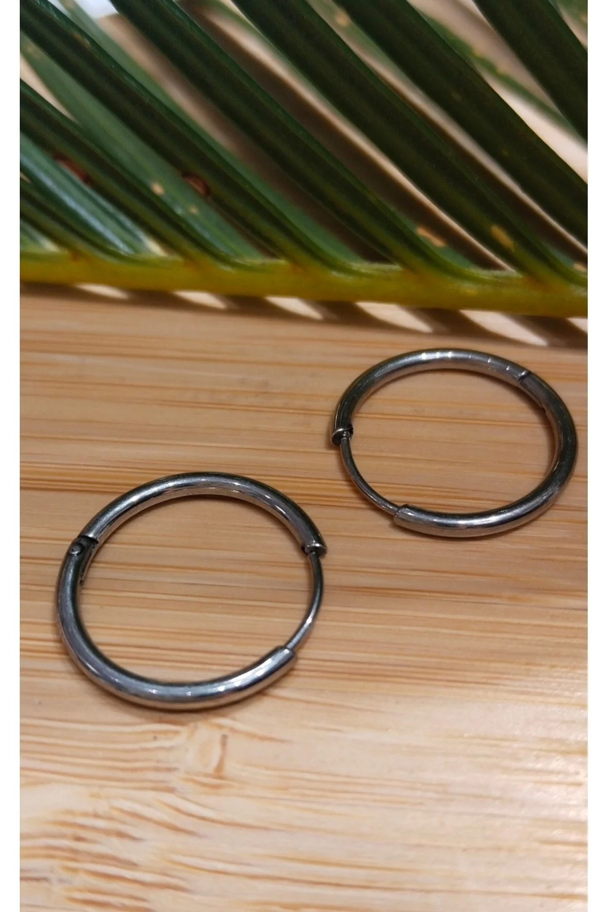 18mm Gümüş Renk Halka Unisex Çelik Küpe