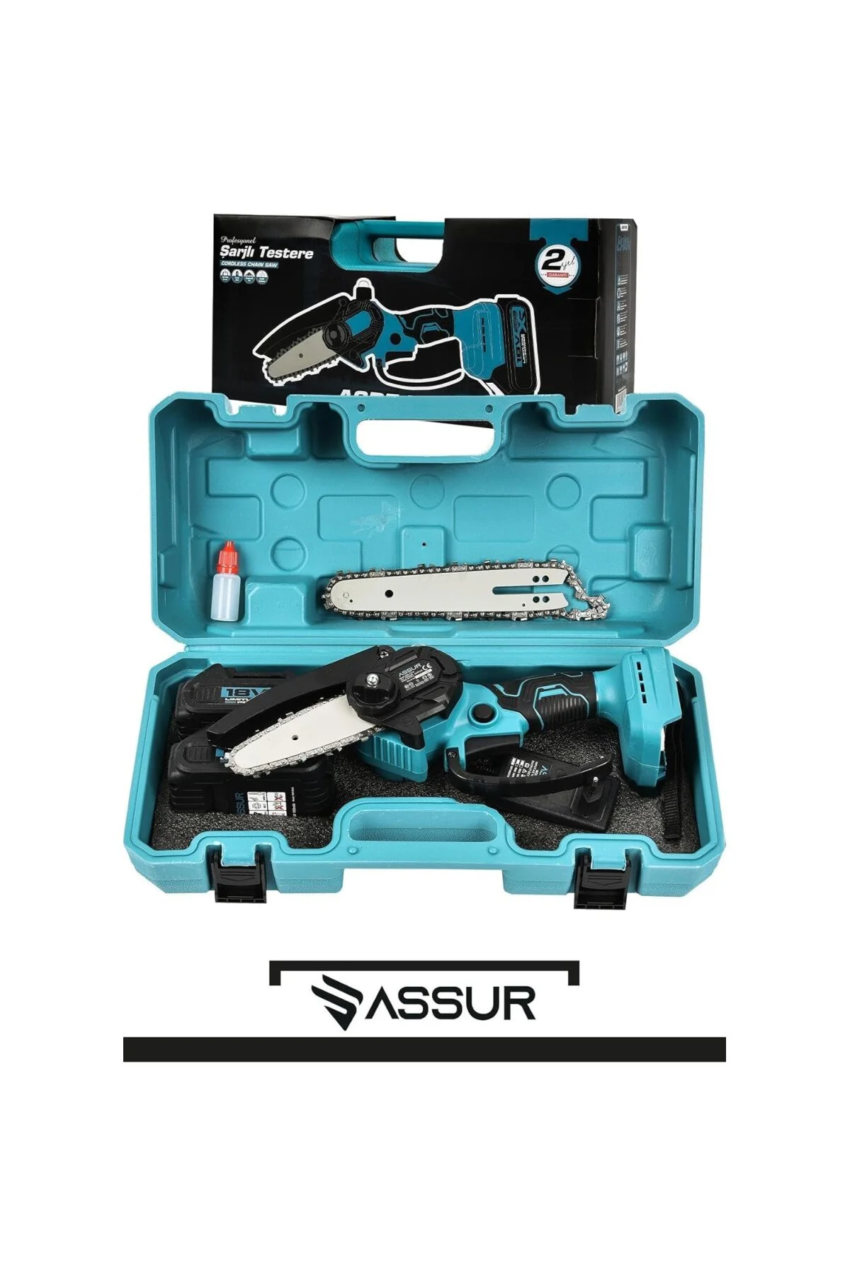 18V Akülü Ağaç Budama Testere, Çift Akü, 15 cm , Metal Dişli Şanz