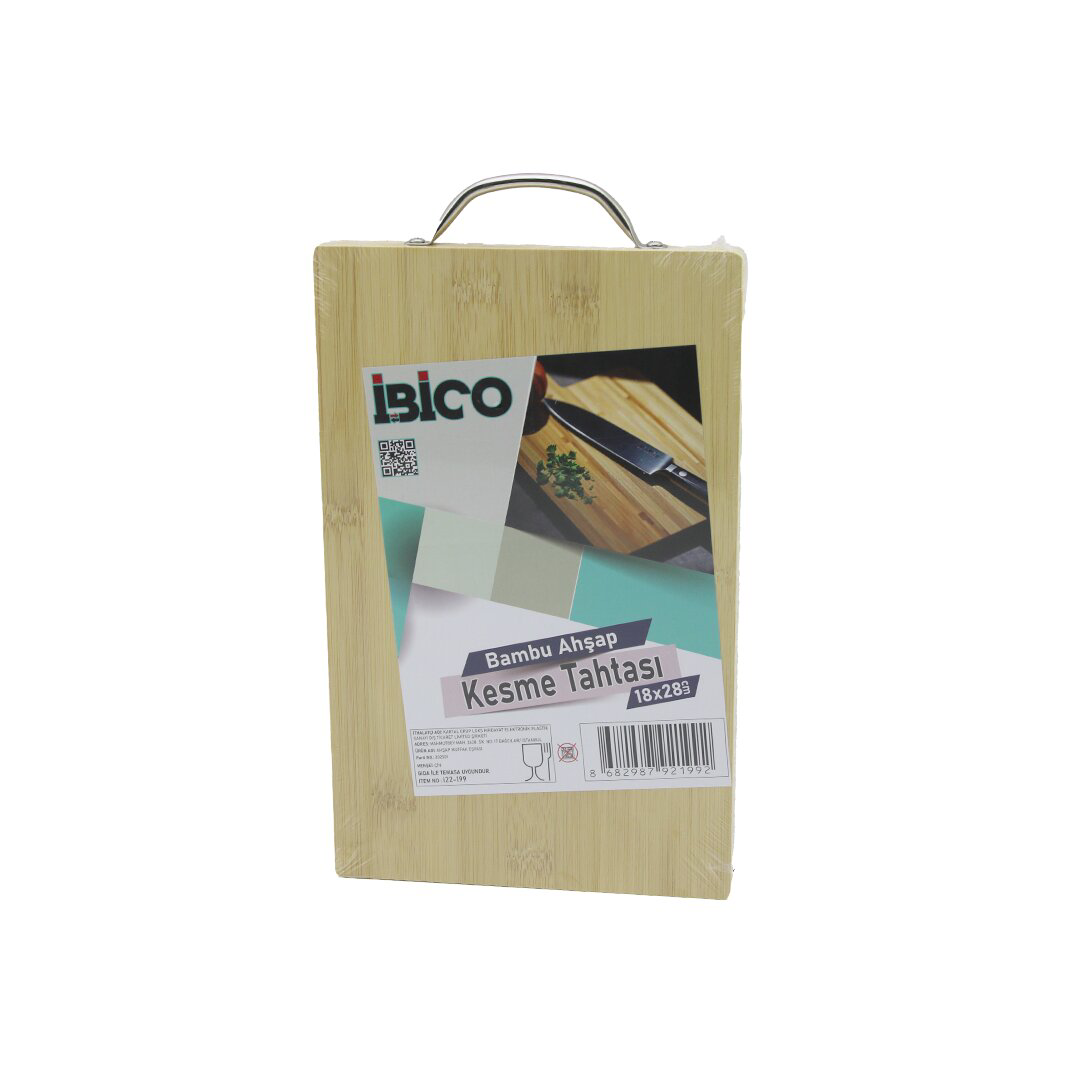 18X28 X 1.7CM LUX AHŞAP BAMBU KESİM PANOSU - KESME TAHTASI METAL 