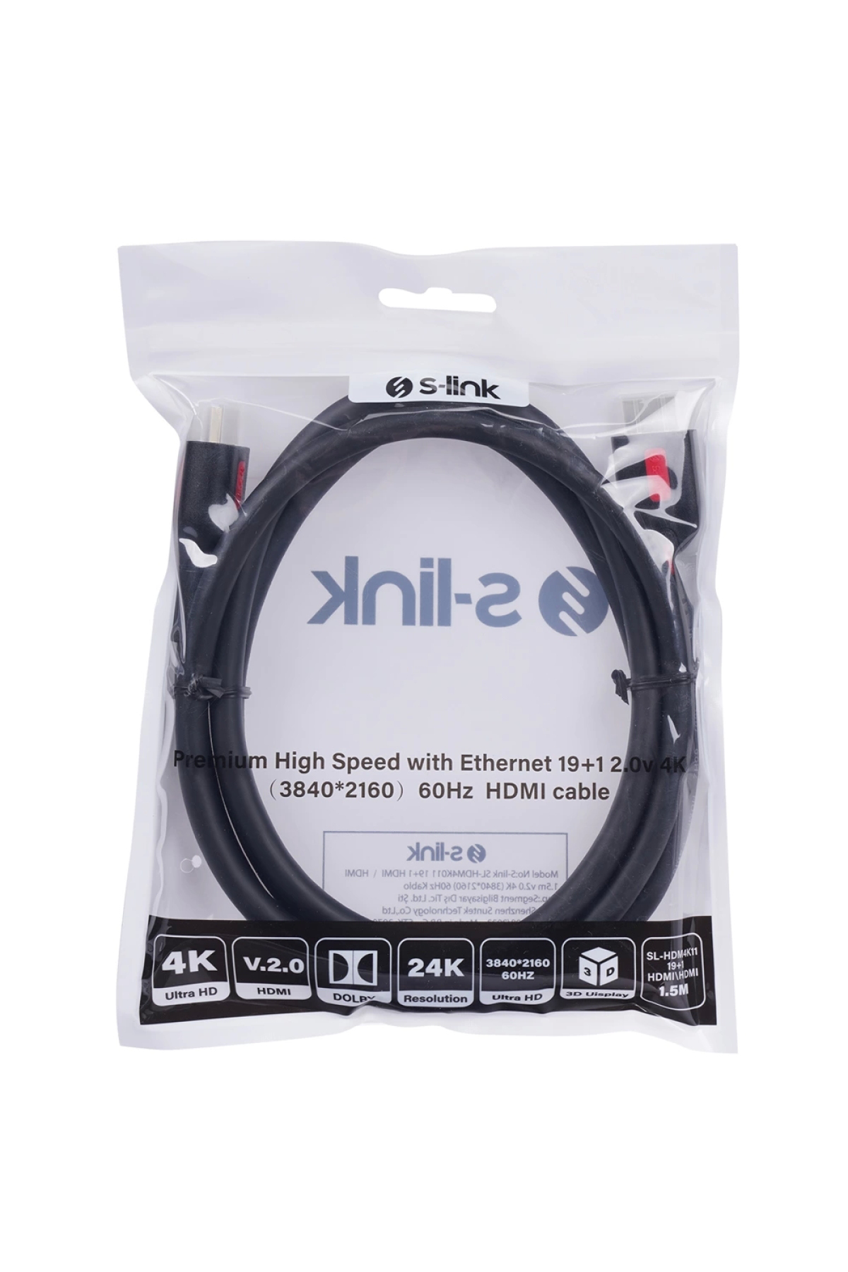19 1 Hdmı To Hdmı 1.5m V2.0 4k (3840*2160) 60hz Kablo Sl-hdm4k011