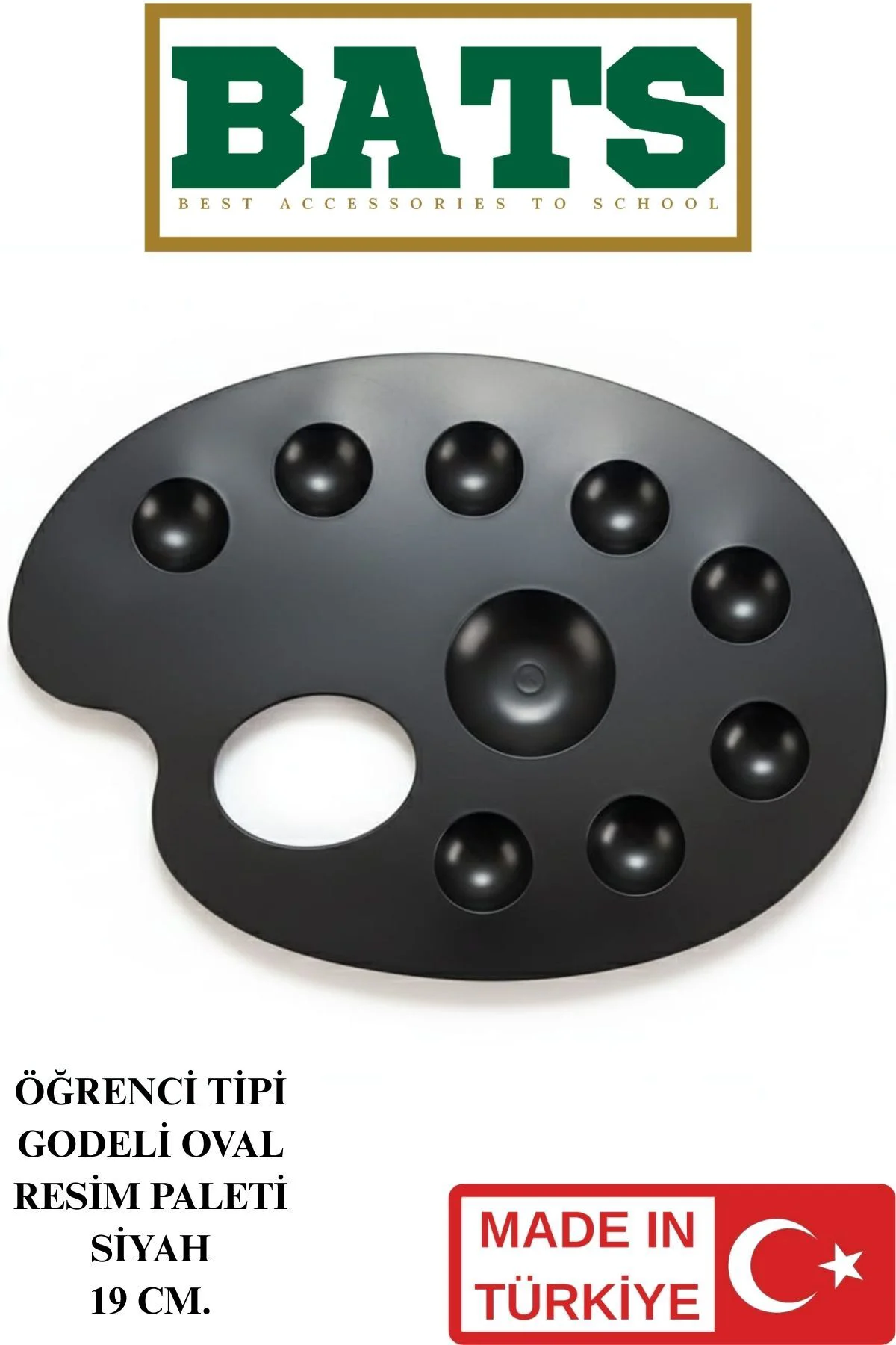 19 CM. GODELİ OVAL RESİM PALETİ SİYAH