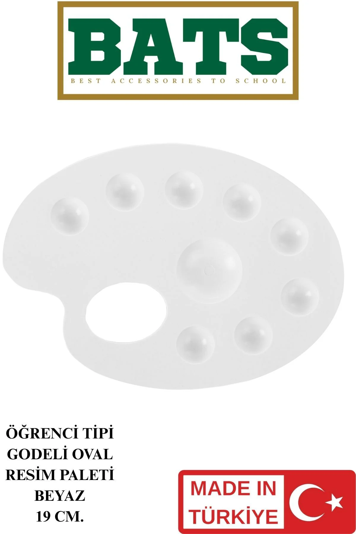 19 CM. GODELİ OVAL RESİM PALETİ BEYAZ