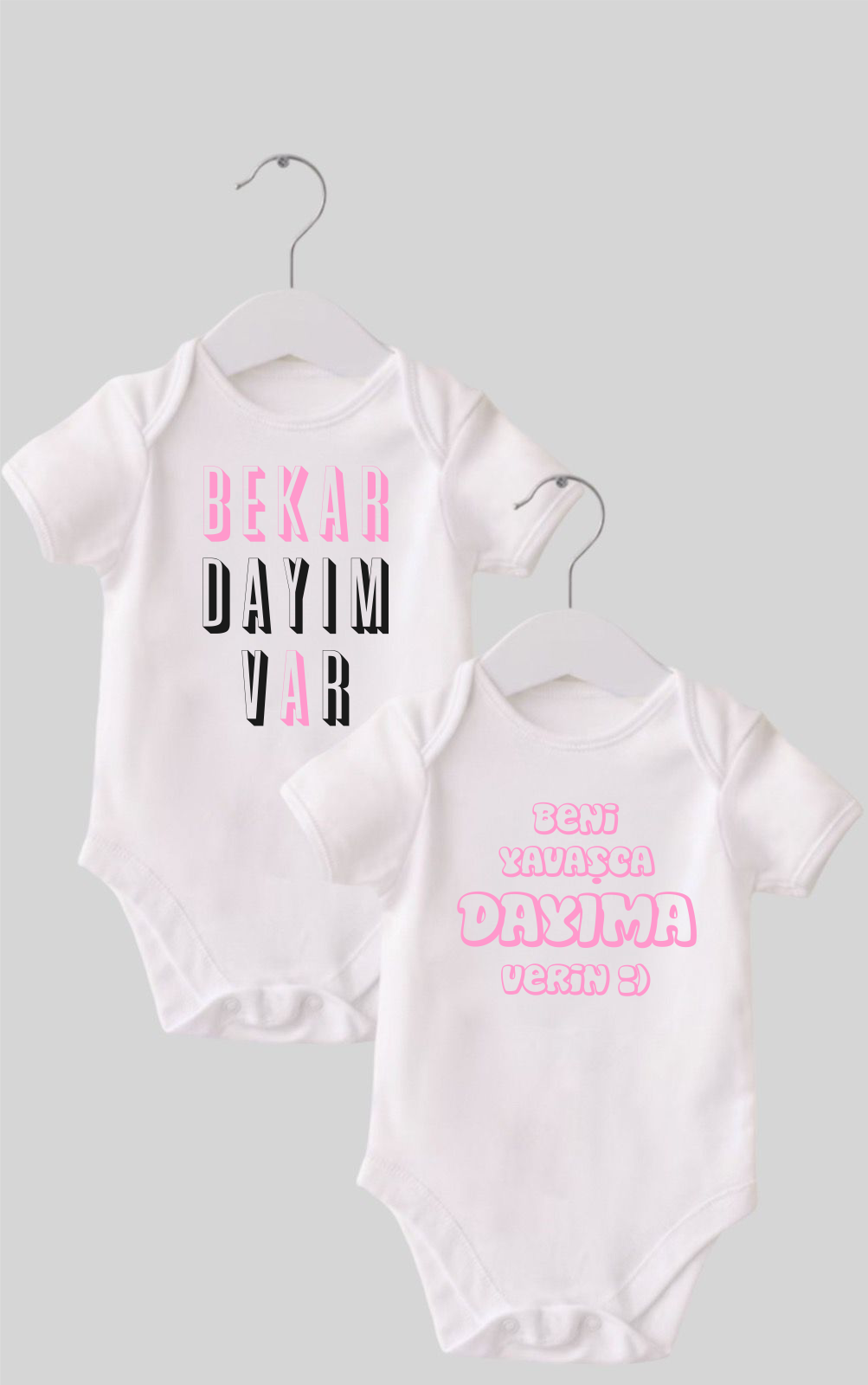 19 Dayı Set 2 'li Organik %100 Pamuk  Baskılı Bebek Body Zıbın ZB